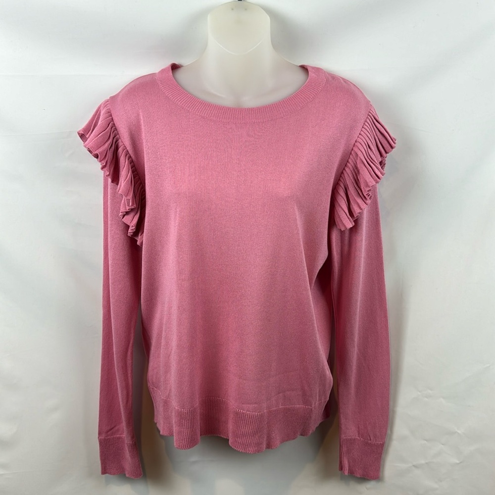 B.yu Made in‎ Italy Long Sleeve Pink Sweater with Ruffle Details Size M